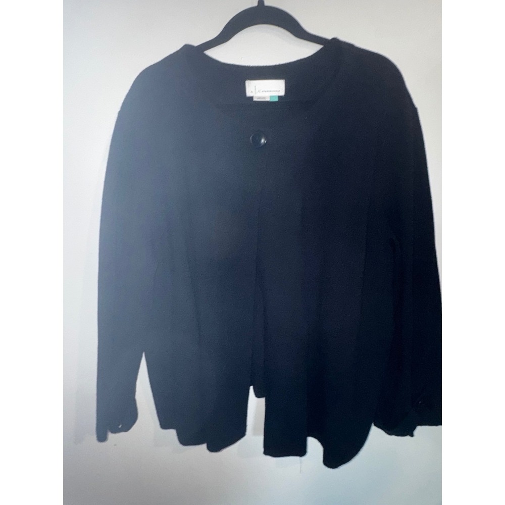 Anthropologie Black Single Button Peplum Back Knit Cardigan Sweater 2X